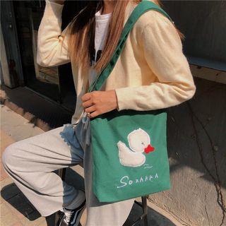 Duck Embroidered Canvas Tote Bag / Hand Bag