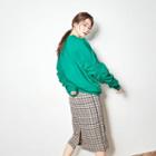 Flat-front Checked Midi Skirt