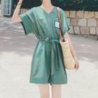 Short-sleeve Pocket Detail Romper