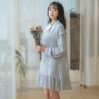 Long-sleeve Floral Print Mini Collared Dress