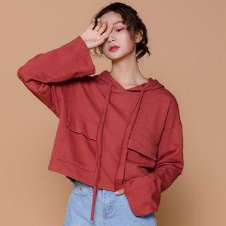 Cropped Pocket-detail Hoodie