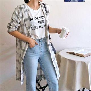 Open-front Checked Jacket