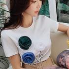 Flower Accent Short-sleeve T-shirt