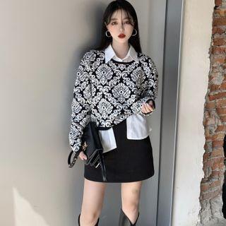 Floral Sweater / Shirt / Mini Skirt