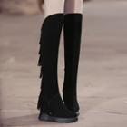 Fringed Hidden Wedge Tall Boots