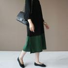 Color-block Round-neck Long Dress