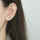 925 Sterling Silver Non-matching Rhinestone Butterfly Ear Cuff