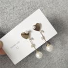 Pearl Drop Rhinestone Accent Earrings 01 - 1 Pair - Gold - One Size