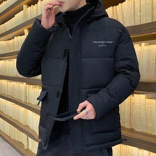 Padded Lettering Zip-up Hooded Jacket