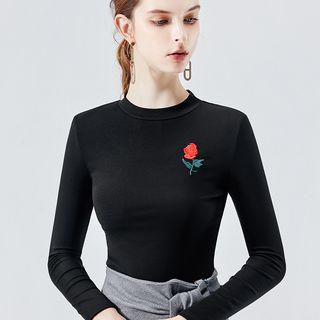 Long-sleeve Rose Embroidered Top
