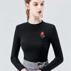 Long-sleeve Rose Embroidered Top