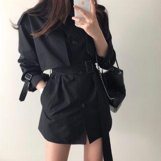Single Breasted Tie-waist Coat