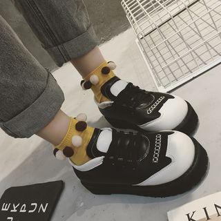 Contrast Trim Platform Lace Up Sneakers