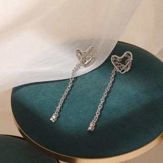 Retro Love Heart Chain Fringe Earring As Shown In Figure - One Size