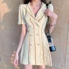 Double-buttoned Lapel Collar A-line Dress
