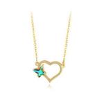 Simple And Romantic Plated Gold Hollow Heart Butterfly Necklace With Cubic Zircon Golden - One Size