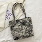 Print Canvas Tote Bag Black - One Size