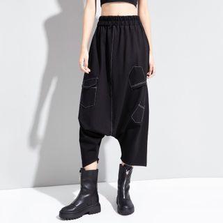 Drop-crotch Cropped Harem Pants