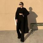 Long Cardigan / Knit Top / Boot-cut Pants