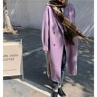 Double-breasted Midi Coat Violet - One Size