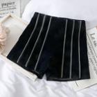 High-waist Zipper Velvet Shorts