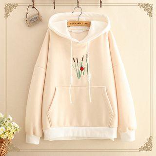 Ladybug Embroidered Fleece-lining Hoodie