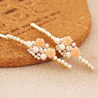 Faux Pearl Flower Hair Clip