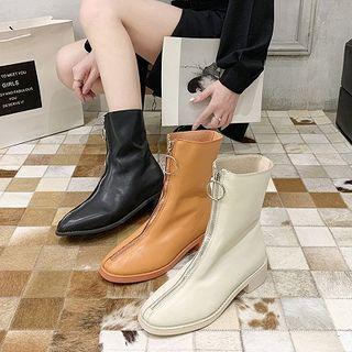Zip Low-heel Short Boots