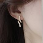Curve Alloy Earring 1 Pair - Gold & White - One Size