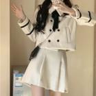 Cropped Double-breasted Sailor Collar Jacket / Mini A-line Skirt
