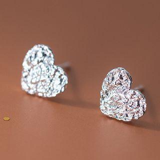 Textured Heart Sterling Silver Earring 1 Pair - One Size