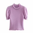 Short-sleeve Smocked Knit Top