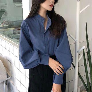 Stand Collar Lantern Sleeve Blouse