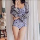 Heart Print Off-shoulder Swimsuit