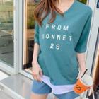 Letter-printed Layered-hem T-shirt