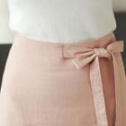 Linen-blend Bow-accent A-line Midi Skirt