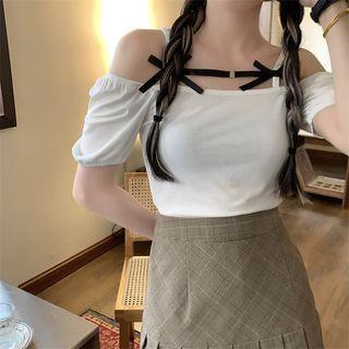 Off-shoulder Bow Top White - One Size