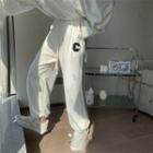 Lettering Drawstring-cuff Loose Fit Sweatpants