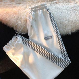 Checkerboard Panel Drawstring-cuff Sweatpants