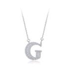 925 Sterling Silver Fashion Personality English Alphabet G Cubic Zircon Necklace Silver - One Size