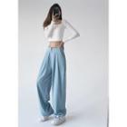 Strappy High-waist Wide-leg Dress Pants