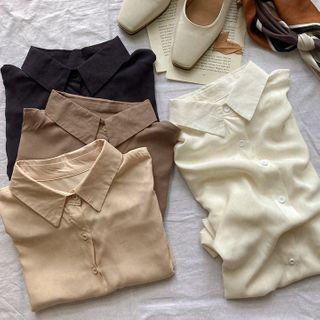 Plain Textured Boxy Shirt