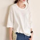 Elbow-sleeved Lace T-shirt