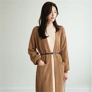 Open-front Long Cardigan Brown - One Size