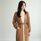 Open-front Long Cardigan Brown - One Size