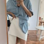 Denim Loose-fit Blouse / Irregular A-line Skirt