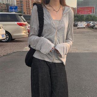 Light Jacket / Spaghetti Strap Top Gray - One Size