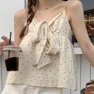 Sleeveless Dotted Top Almond - One Size