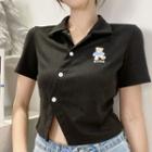Button-up Polo Crop Top