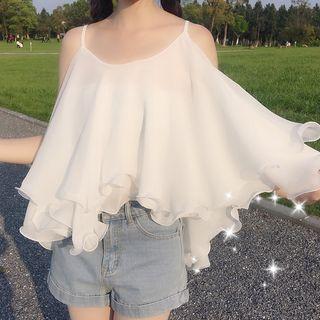Spaghetti-strap Layered Chiffon Top